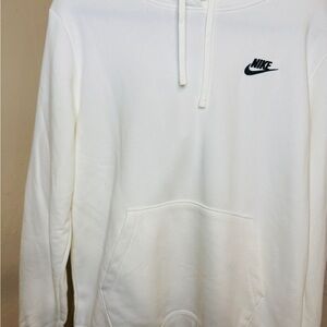 Nike White Crewneck Pullover Sweatshirt with Black Swoosh
